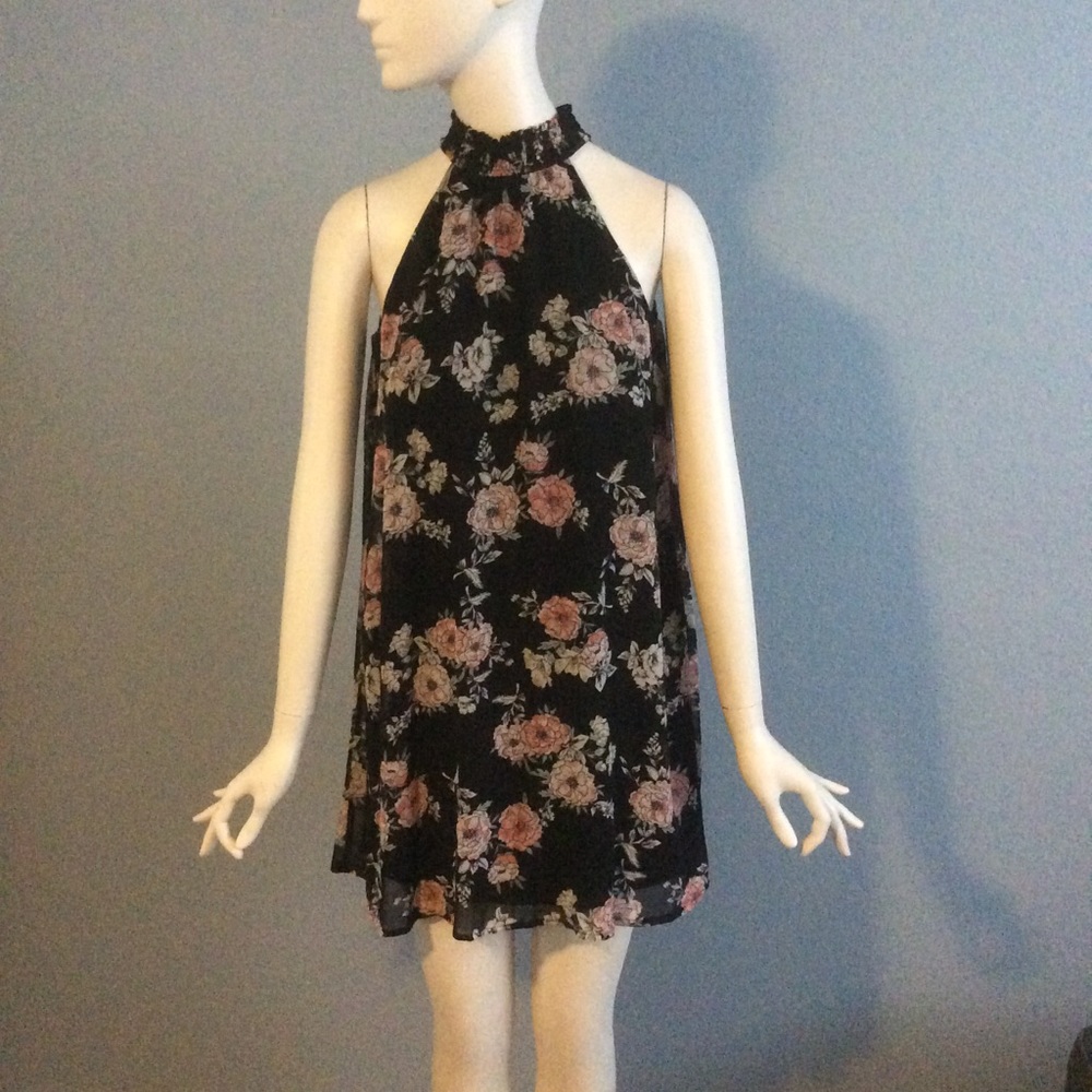 Floral Dress Lily Star Black Halter